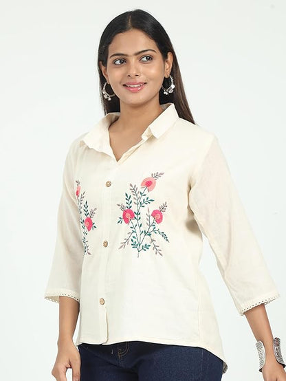 Handcrafted Embroidered Khadi Top
