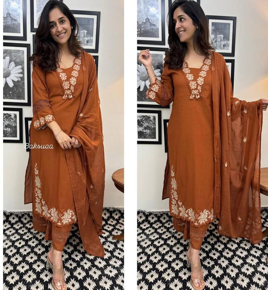 Embroidery Work Salwar Kurta Dupatta Set